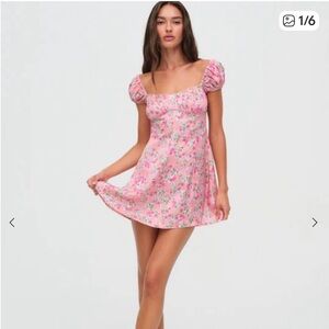 For Love And Lemons Pink Floral Mini Dress